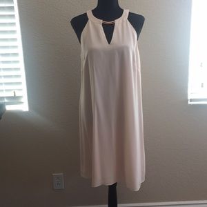 Blush pink halter dress w/ rose gold neck bar